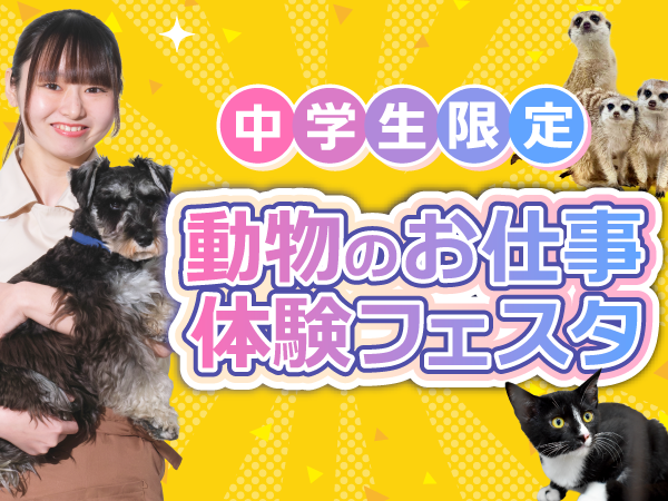 2026年8月22日静岡県静岡市清水区中央動物総合専門学校の中学生限定夏休み動物のお仕事体験フェスタ